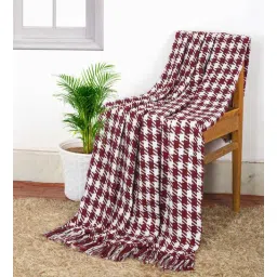 cazimo Wine Woven Cotton Checkered 50X60 Inches Throw-picture-13