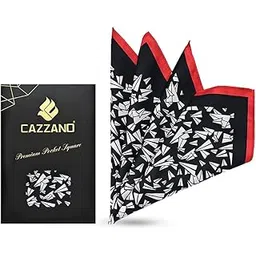 cazzano Black & Baige Printed Men Pocket Square for Suaitable for Suit & Blazer-picture-32