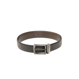 Cazzano Men Black Leather Reversible Belt With Buckle Closure-picture-26
