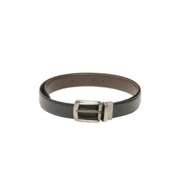 Cazzano Men Black Leather Reversible Belt With Buckle Closure-picture-29