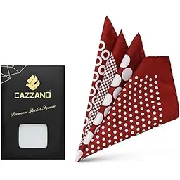 cazzano Pocket Square Maroon & White Solid Men for Suaitable for Suit & Blazer-picture-11