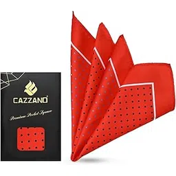 cazzano Pocket Square Red Printed Men for Suaitable for Suit & Blazer-picture-34