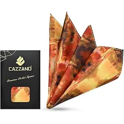 cazzano Pocket Square Yellow Printed Color Men for Suaitable for Suit & Blazer-picture-26