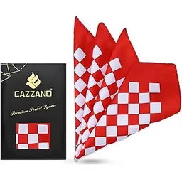 cazzano Red & White Colour Solid Men Pocket Square for Suaitable for Suit & Blazer-picture-11