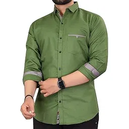 cb-colebrook Colebrook Men's Solid Relaxed Fit Cotton Shirt | Casual | Plain | Full Sleeve | Stylish Mens Shirt | Summer-Regular Fit Shirt Spread Collar with Pocket & Full Sleeves-picture-12