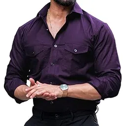 cb-colebrook Men's Regular Fit Fancy Double Pocket Utility Casual Shirt for Men Full Sleeves Stylish Shirt - Cargo (Previously Goodthreads)-picture-38