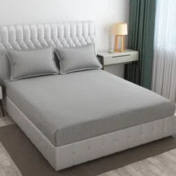 cb home Cotton Double Flat 300 TC Striped Bedsheet-picture-20