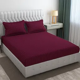 cb home Cotton Double Flat 300 TC Striped Bedsheet-picture-19