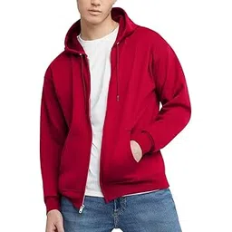 cblue Men’s Cotton Fleece Zip Up Hoodie | Winter Sweatshirt with Hood & Pockets | Warm Gym & Casual Wear Jacket-picture-24