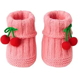 cdeck Hand-Knitted Rabbit Wool Booties for Newborn (0-6 Months) – Ultra-Soft Winter Baby Footwear, Unisex Cartoon Animal Design | Single Pair | Pink-picture-37