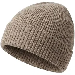 cdeck Rabbit Wool Solid Ribbed Winter Woolen Cap for Men and Women Warm Stretchable Unisex Beanie for Outdoor Casual Wear -Beige-picture-53
