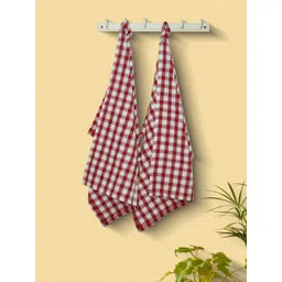 CDI 5 Pcs Red & White Checked Cotton Kitchen Towels-picture-41