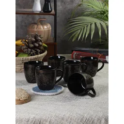 CDI Black & Gold Set Of 6 Dishwasher & Microwave Safe Printed Ceramic Mugs 200 ml Each-picture-37