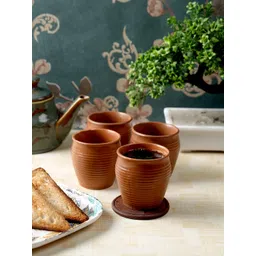CDI Brown 4 Pieces Dishwasher Safe Ceramic Matte Kulladhs 150 ML Each-picture-16