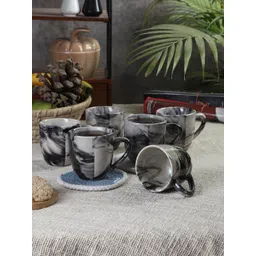 CDI Grey & White Set Of 6 Dish washer And Microwave Safe Ceramic Matte Mugs 200 ML Each-picture-18