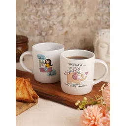 CDI White & Pink 2 Pieces Text or Slogans Printed Ceramic Glossy Mugs 300 ml-picture-29