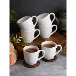 CDI White Checked Textured Bone China Glossy Mugs Set of Cups and Mugs-picture-36