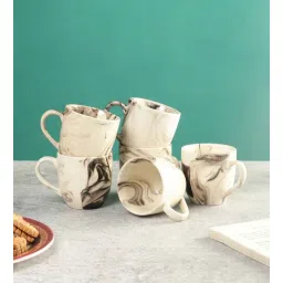 cdi White Italian Printed 200ml Ceramic (Set of 6) Tea Cups-picture-15