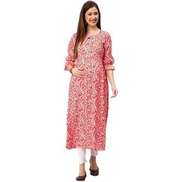 cee 18 Cotton Rayon A-Line Flaired Maternity Feeding Kurti for Women with Zippers | Pregnancy Dress for Women | Breastfeeding Dress for Women | Nursing Dress for Women Pre and Post Pregnancy-picture-28