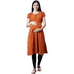 cee 18 Cotton Rayon A-Line Flared Maternity Feeding Kurti for Women with Zippers | Maxi Gown Dress for Women | Breastfeeding Dress for Mothers | Feeding Kurti for Women | Maternity Wear for Women-picture-18