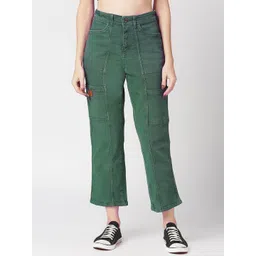 CEFALU Women Relaxed Straight Leg High-Rise Wrinkle Free Cargos Trousers-picture-47