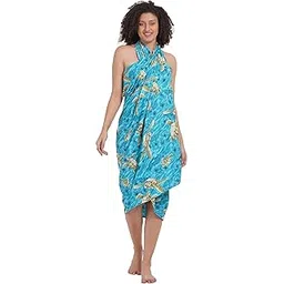 celby Blue Printed Beachwear Swimsuit Coverup Sarong With free Buckle For Women-picture-25