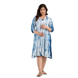 CELEBRAVO Women Tie-Dye Printed Fit & Flared Maternity Midi Ethnic Dresses-picture-28