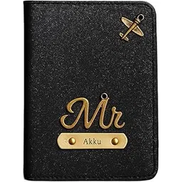 celed Engraved Glitter Passport Holder | Mens Leather Passport Case for Travel Essentials (Black)-picture-26