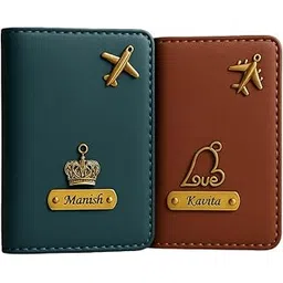 celed Engraved Passport Cover Duo | Customized Passport and Document Holder with Secure Compartments (Green & Rust)-picture-40