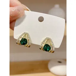 Celestique Cubic Zirconia Studded Triangular Shaped Korean Studs-picture-24