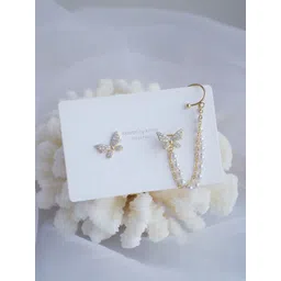 Celestique Gold-Plated Contemporary Stone Studded Ear Cuff Earrings-picture-21