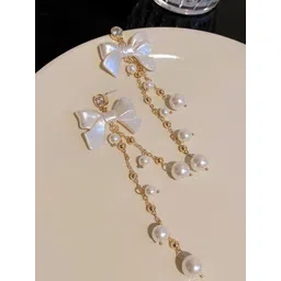 Celestique Korean Pearls Beaded Contemporary Drop Earrings-picture-23