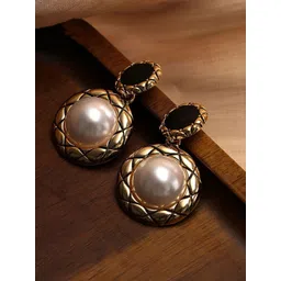 Celestique Pearls Beaded Circular Shaped Korean Drop Earrings-picture-21