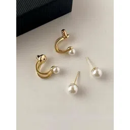 Celestique Pearls Beaded Double Sided Contemporary Shaped Korean Studs-picture-23