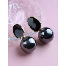 Celestique Pearls Beaded Geometric Shaped Korean Drop Earrings-picture-22