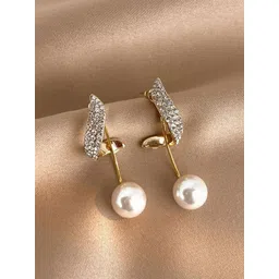 Celestria Artificial Stones Studded And Beaded Korean Contemporary Drop Earrings-picture-32