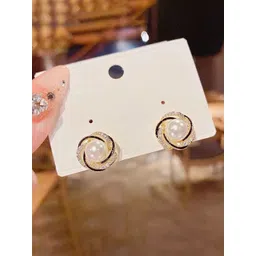 Celestria Artificial Stones Studded & Beaded Korean Contemporary Studs-picture-30