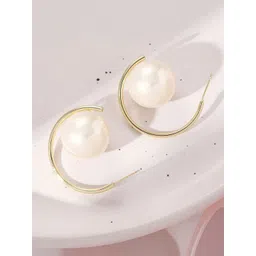 Celestria Contemporary Pearls Korean Half Hoop Earrings-picture-35