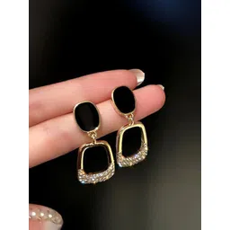 Celestria Square Shaped Rhinestone Studded Drop Earrings-picture-25