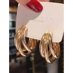 Celestria Triple Curved Contemporary Korean Hoop Earrings-picture-34