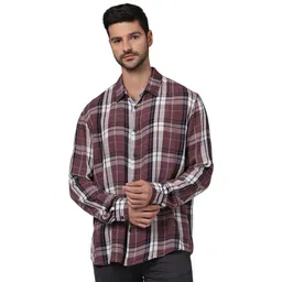 Celio Classic Tartan Checks Long Sleeves Spread Collar Opaque Checked Casual Shirt-picture-28