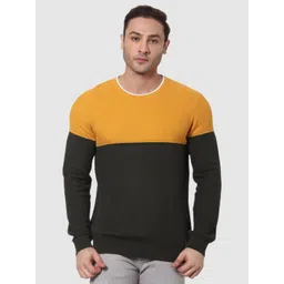 Celio Men Black Colourblocked Cotton Pullover-picture-34