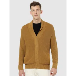 Celio Men Brown Ribbed Cardigan-picture-19