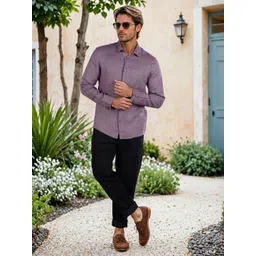 Celio Men Classic Regular Fit Spread Collar Solid Linen Casual Shirt-picture-36