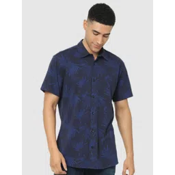 Celio Men Navy Blue Classic Tropical Printed Casual Shirt-picture-33