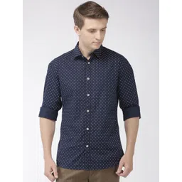 Celio Men Navy Blue PrintedRegular Fit Cotton Casual Shirt-picture-24