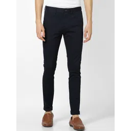 Celio Men Navy Blue Skinny Fit Solid Chinos-picture-21