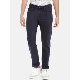 Celio Men Navy Blue Straight Fit Solid Regular Trousers-picture-29