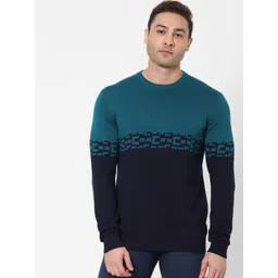 Celio Men Teal Colourblocked-picture-39