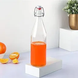 CELLO Aquaria Glass Water Bottle | Freezer Safe & Leakproof Flip Cap | Stylish & Unique Design | Durable & Scratch Proof | 1000ml, Clear-picture-30